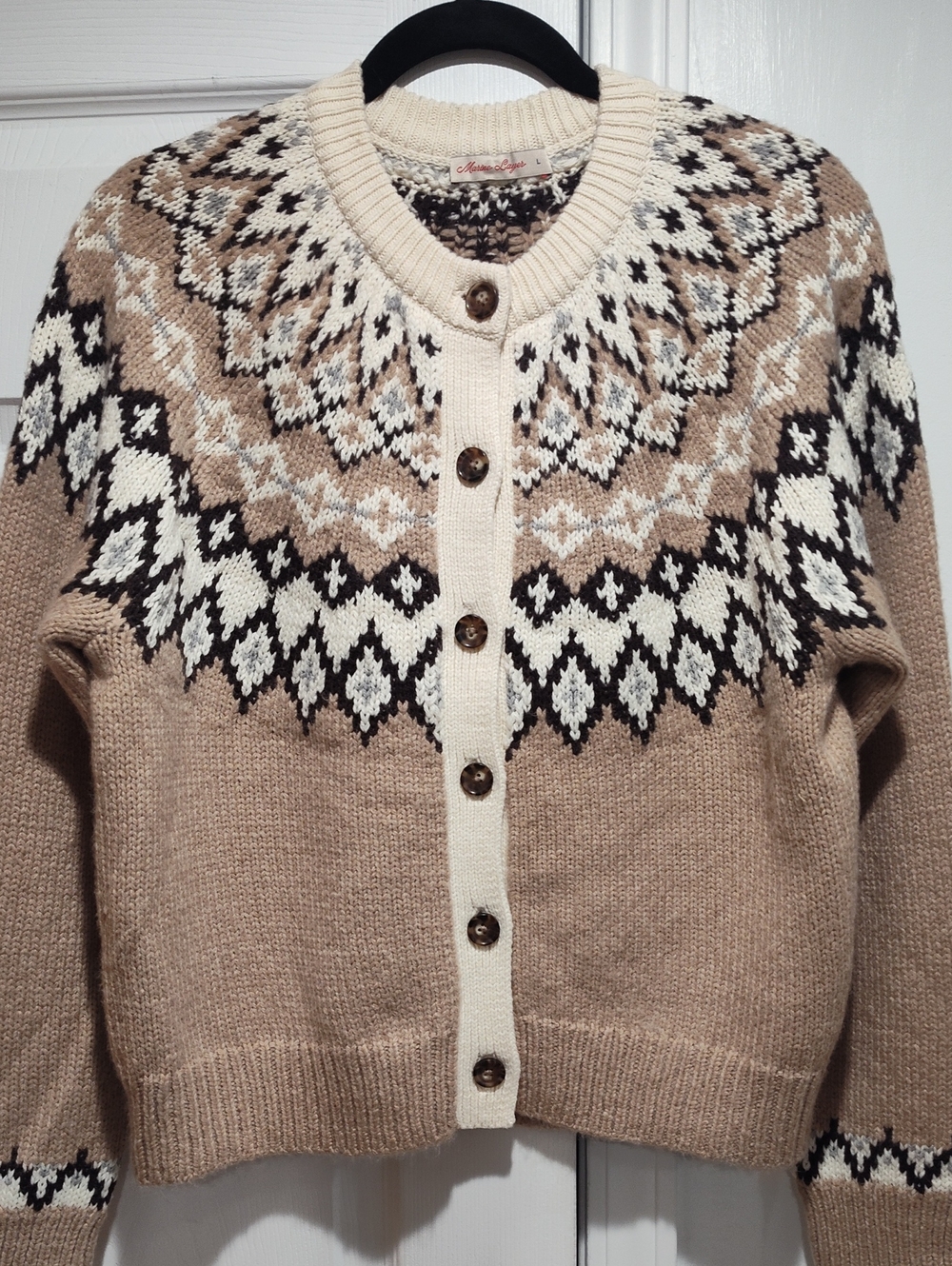 Marine Layer Fiorella Fair Isle Button-Up Cardigan Size Large - Picture 3 of 8